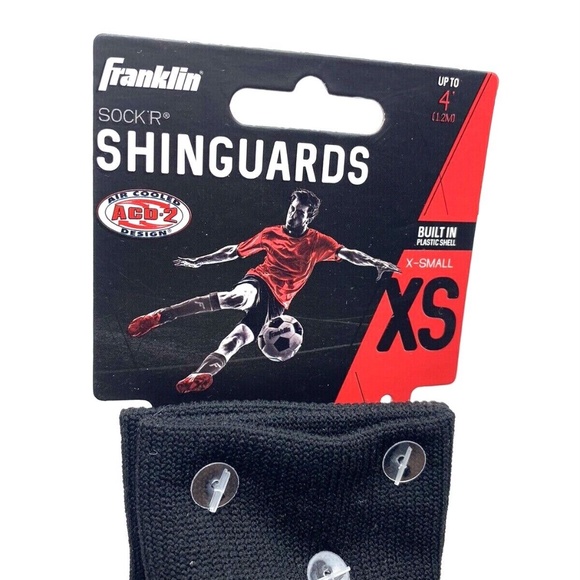Shinguards X-Small Plastic Shell Franklin Sports Soccer sock black Up to 4' - Picture 3 of 6